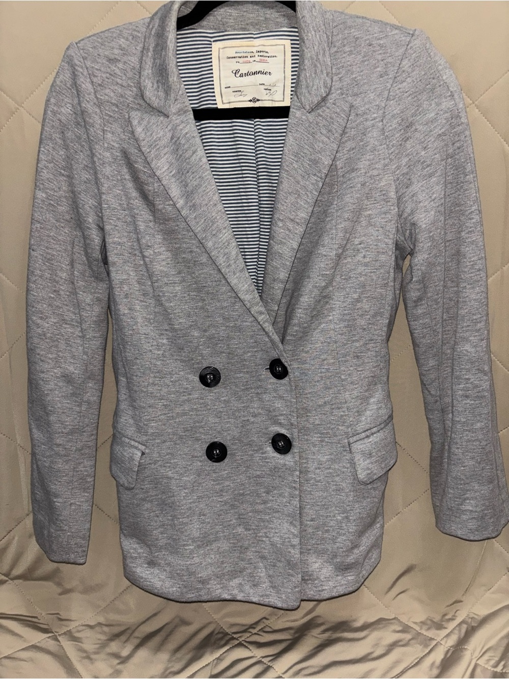 Cartonnier Gray Double-Breasted Knit Blazer